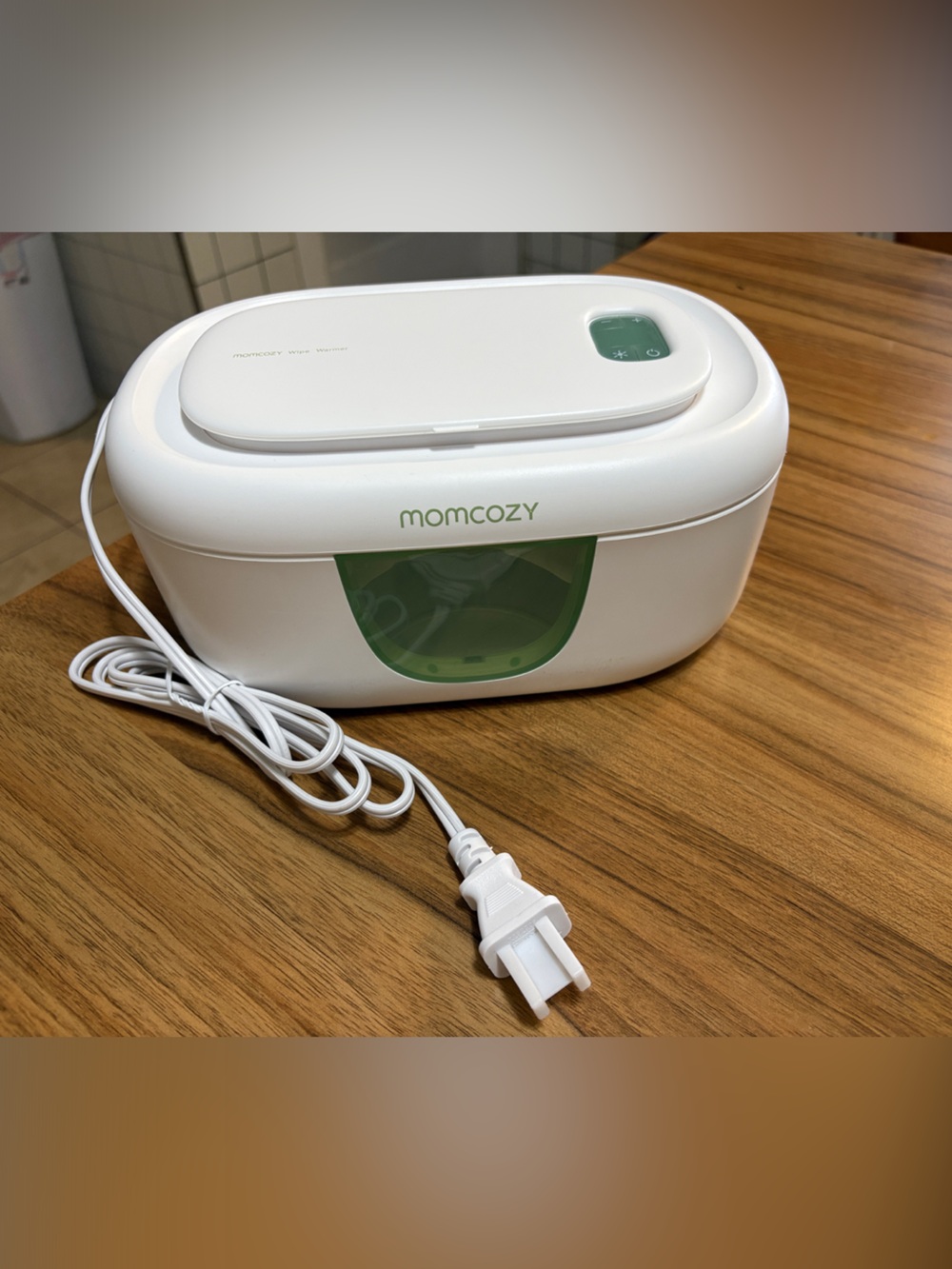 Momcozy White & Green Electric Wipe Warmer - Gentle Heat for Baby Care